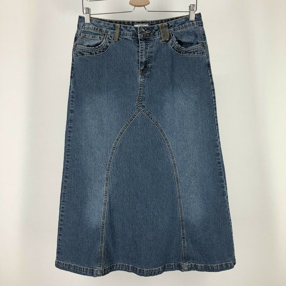 blue jean maxi skirt